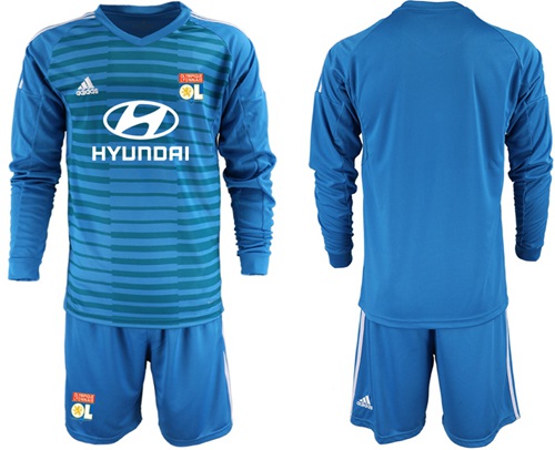 Lyon Blank Blue Goalkeeper Long Sleeves Soccer Club Jersey